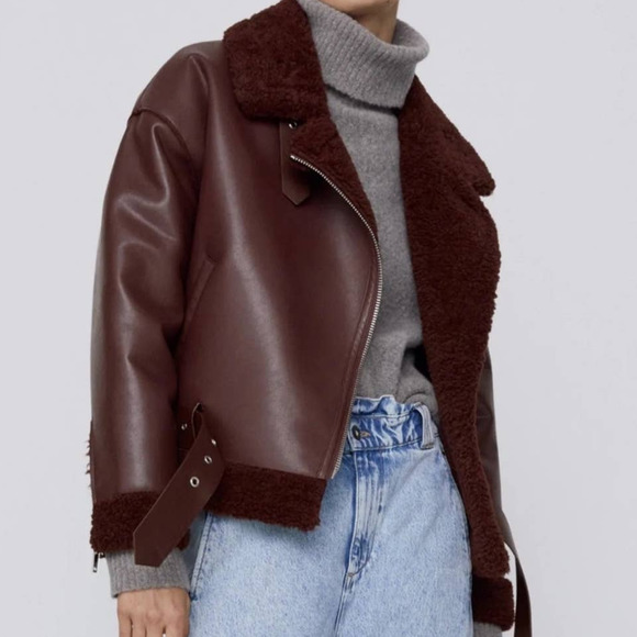 Zara Jackets & Blazers - Zara Double Faced Faux Leather Moto Jacket